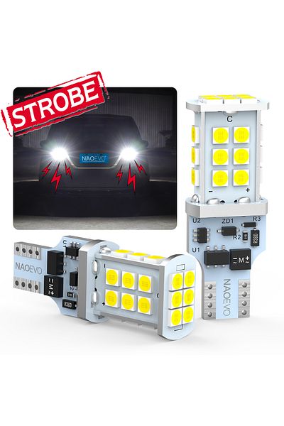 Choice T15 WHITE NAO W16W LED T15 2600Lm Strobe Reverse Light Super Bright 6000K White 3030 24SMD 12V 921 T
