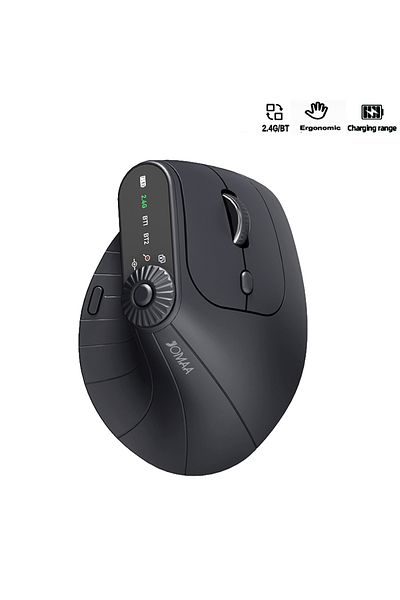 Choice Black Jomaa BT5.0 Wireless Vertical Mouse With Function Adjustment Knob 8 Buttons Rechargeable Ergon