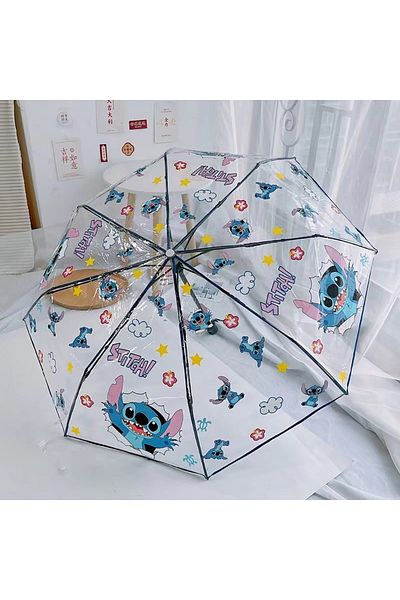 Miniso Automatic Umbrella Kawaii Stitch Anime Folding Umbrellas Manual Automatic Umbrellas Portable Cartoon