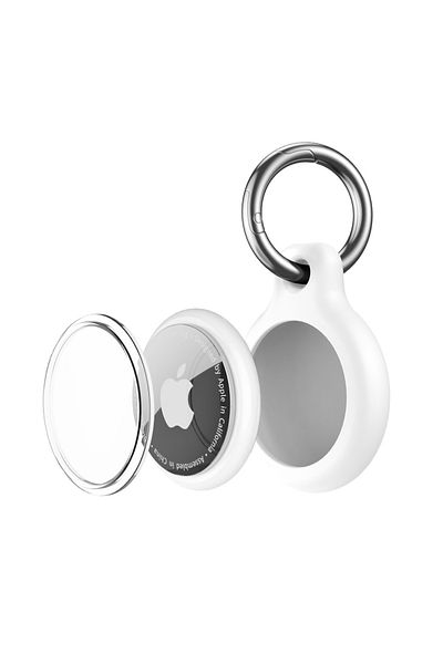 Choice White Waterproof Cover for Apple Airtag Holder Keychain with Anti-Lost Keyring Hard TPU AirTag Case