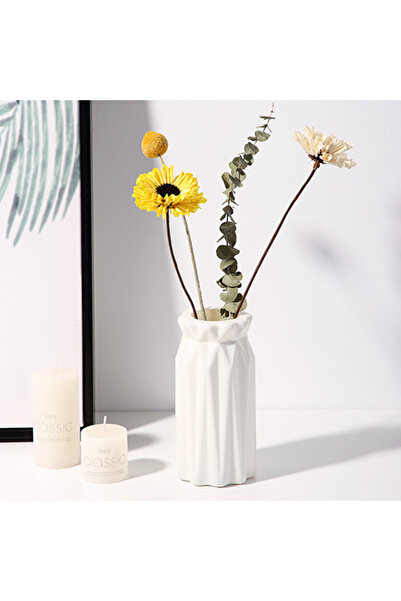 Choice White-D 1pc Nordic Plastic Vase Simple Small Fresh Flower Pot Storage ...