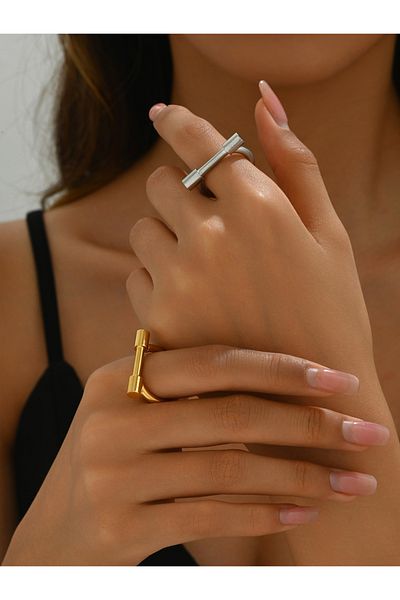 Choice 7 Gold-color Fashionable, minimalist and personalized D-shaped horseshoe ring bracelet for men and w