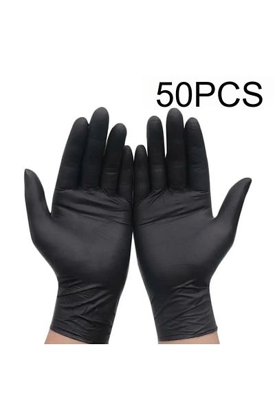 Choice L 50pcs 100/50pcs Black Nitrile Disposable Gloves Waterproof Disposable Cleaning Hairdressing Gloves