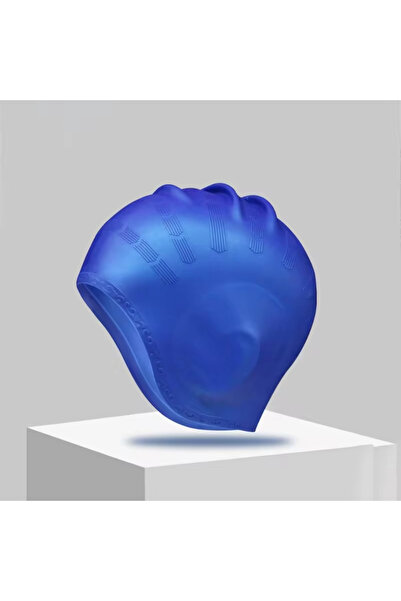 Choice قبعة سباحة احترافية متينة من السيليكون باللون الأزرق مع جيوب للأذن للب...