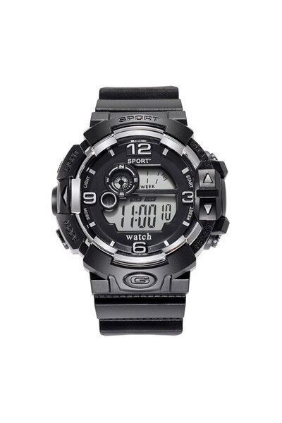 Choice ساعة رياضية رجالية سوداء مضيئة عالية الجودة بسوار من السيليكون ساعة يد عسكرية بتقويم LED مقاومة للماء