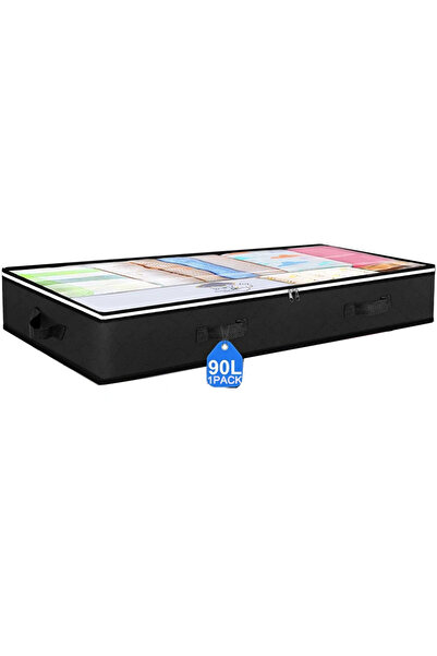 Choice حقيبة تخزين لحاف غير منسوجة سوداء اللون أسفل السرير، منظم لخزانة الملا...