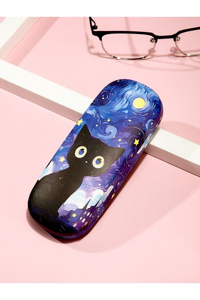 Choice Black 1pc Cartoon Cute Cat Printed Fashion Hard Shell Protective Glasses Case Durable Portable Stora