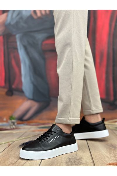 EBRUS TREND Ba104 Boa High Black Skin Lace-Up Men's Shoes