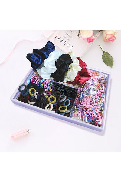 Choice black red 2155Pcs Girls Colorful Hair Bands Set Nylon Elastic Rubber Band Satin Scrunchies Children