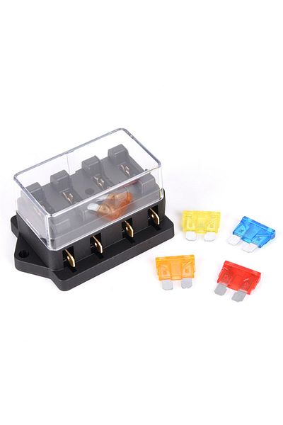 Choice AS PIC 1 Set Car 4 Way Circuit Standard ATO Blade Fuse Box Block Holder 12V/24V+4 Way Fuse