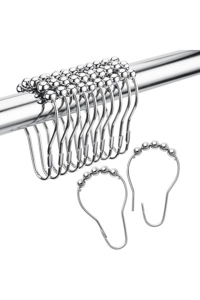 Choice 12pcs 12 piece set - shower curtain hook ring, rust proof suitable for bathroom shower bar shower ho