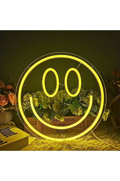 Choice لافتة نيون صفراء بوجه مبتسم، ديكور حائط بإضاءة نيون LED، لافتات مضيئة ...