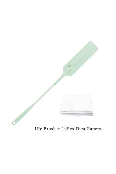 Choice green Practical Household Dust Cleaning Brush with 10 Pcs Non-woven Cleaning Cloth Long Handle Dust