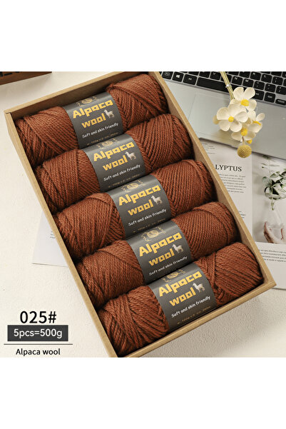 Choice 25 كراميل 500 جرام صوف الألبكة 245 خيوط حياكة سميكة متعددة الألوان هدي...