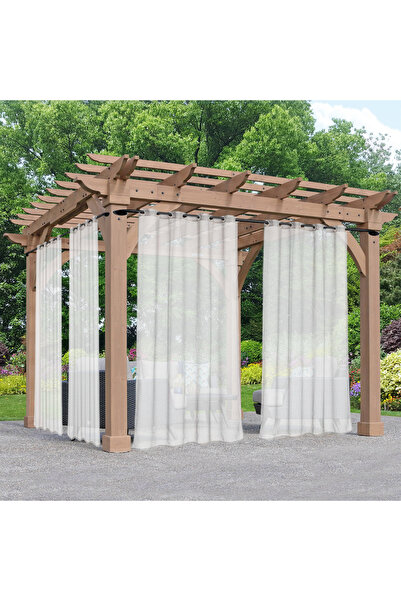 Choice ستارة خارجية شفافة مقاومة للماء بحلقة علوية عرض 137 × ارتفاع 274، بيضا...