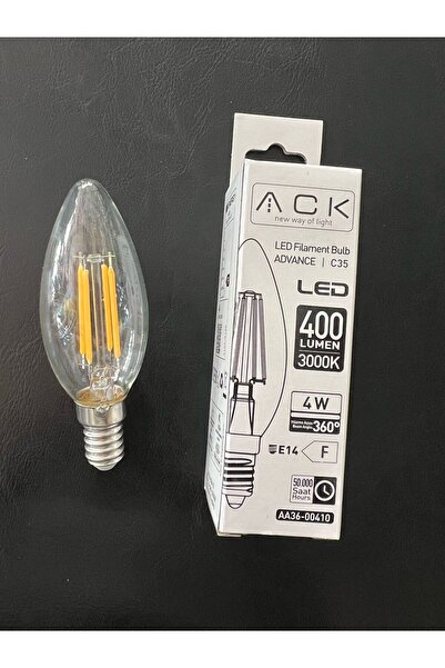 ACK 4 WATT 3000 KELVİN GÜNIŞIĞI 400 LÜMEN E-14 DÜZ BUJİ RUSTİK LED AMPUL