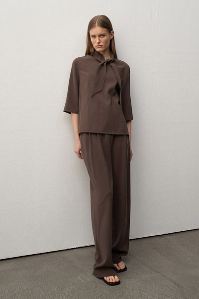 Mathilda By Çiğdem Bilici Women's Bitter Brown Lora Scarf Blouse