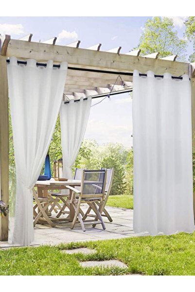 Choice ستائر خارجية شفافة مقاومة للماء بيضاء مقاس 132 × 241 سم مع حلقات علوية...