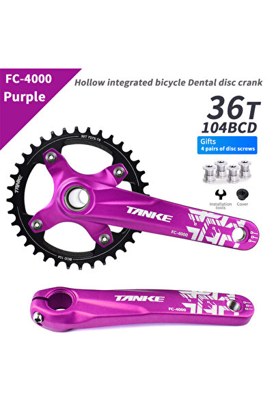 Choice 170mm Purple Crank-36T TANKE Crankset 170MM Bicycle Chainring hollow i...