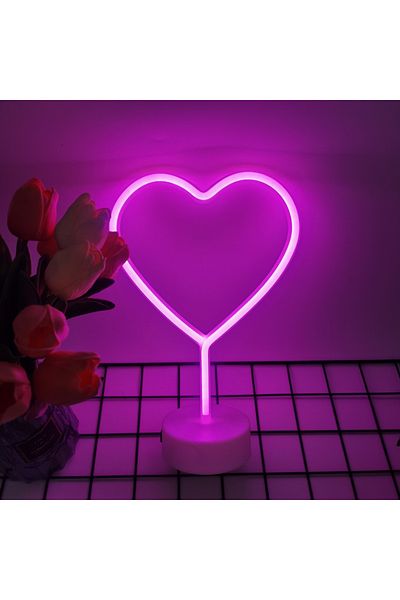 Choice Pink White Heart Shaped Neon Light, Battery Or Usb Powered, Gift Bedroom, Living Room Decoration, We