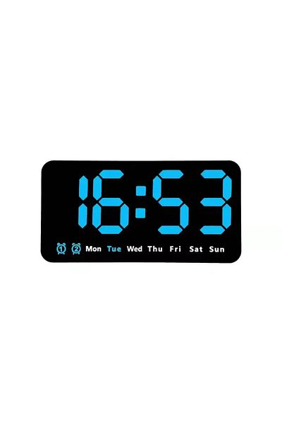 Choice Blue Voice Control Large Digital Wall Clock Temperature Date Week DST Snooze Table Clock 12/24H Dual