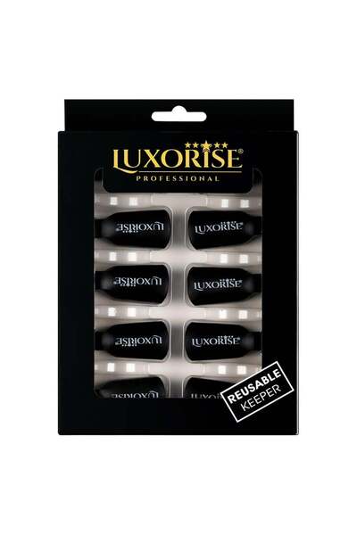 LUXORISE Unghiere pentru dizolvant de ojă semipermanentă, LUXORISE, negre, set de 10 bucăți