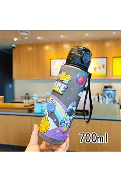 Choice زجاجة مياه معزولة سعة 700 مل، سوداء اللون، بتصميم رائد فضاء كوني، مزود...