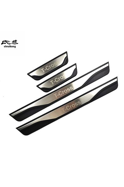 Choice 4PCS Plastic Stainless Steel For 2020-2022 Volkswagen VW T-Cross Car Accessories Auto Door Sill P...