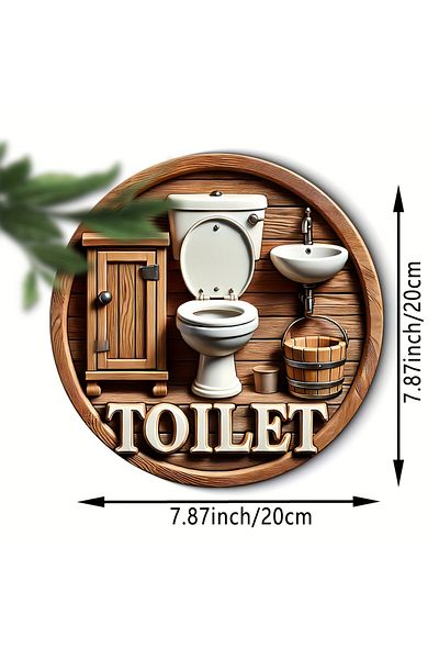 Choice Dark Brown 20cm Round Wooden Bathroom Sign - Vintage Style, Suitable For Home And Outdoor Wall Decor