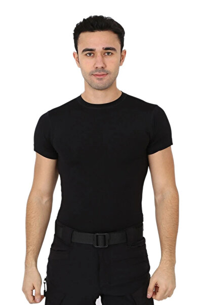 KORDAK Men's Black Microfiber T-Shirt Short Sleeve Micro Sports Outdoor T Shirt