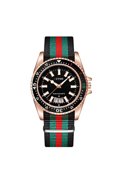 Choice ساعة يس روز بلاك الجديدة للرجال الأنيقة ذات حزام من النايلون وتقويم، س...