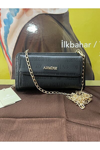 Armine Zippered Shoulder Bag Black Strap Bag