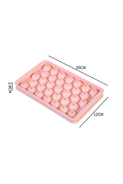 Choice 33grids-round-pink-S 3D Round Ice Cube Tray with Lid Plastic Diamond Style Ice Mold Refrigerator Sph