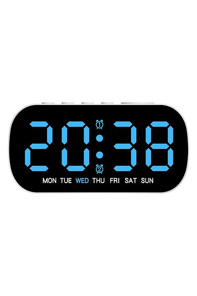 Choice Blue Digital Alarm Clock USB Powered Temperature Date Week Dual Alarm Night Mode Snooze Clock 5 Leve