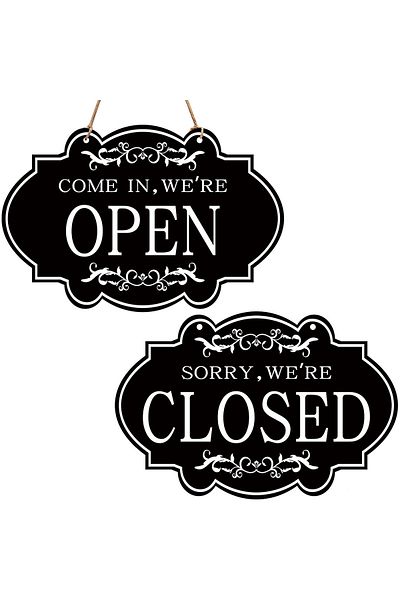 Choice black Open And Closed Business Sign Retro Wooden Stores Hanging Sign Waterproof Double Sided Reversi