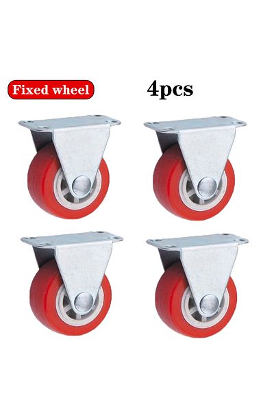 Choice fixed-4pcs 2 ⁄ 4 quiet small casters, universal wheels, 1.97 "rotating casters, red fixed wheels, fo