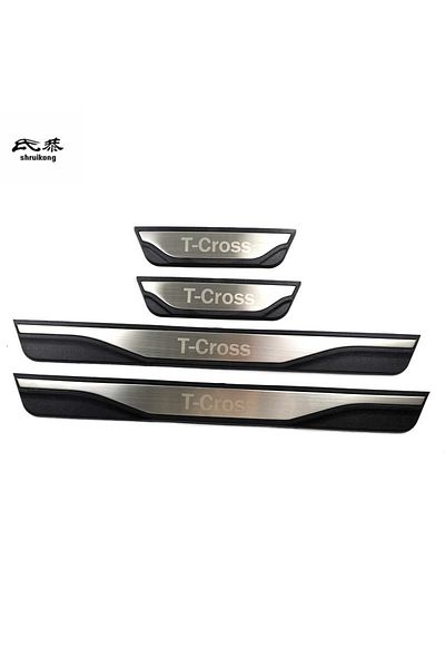 Choice 4PCS Plastic Stainless Steel For 2020-2022 Volkswagen VW T-Cross Car Accessories Auto Door Sill P...