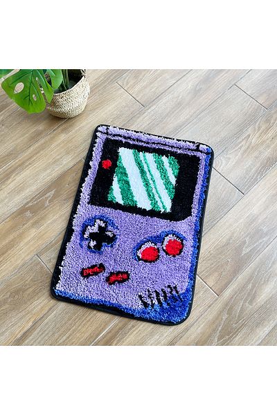 Choice 90X60CM Purple Games Console Tufted Rug Funny Childhood Memories Rug Cute Flocking Carpet Floor Pad