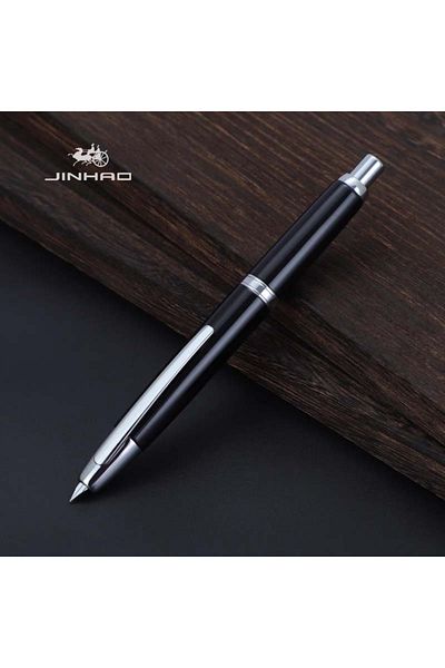Choice F Black Jinhao 10 Press Fountain Pen Retractable Ef/f Nib Metal With Clip Writing Ink Pen Converter