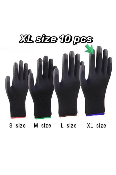 Choice 10pairs black XL 10 Pairs Durable Safety Gloves - Anti-Slip, Wear-Resistant, ESD Protection for Gard