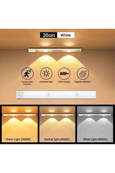 YzzYzz 20CM LED Cabinet Night Light Motion Sensor Wireless Ultra Thin Under Cabinet Lamp For Kitchen Bedroo