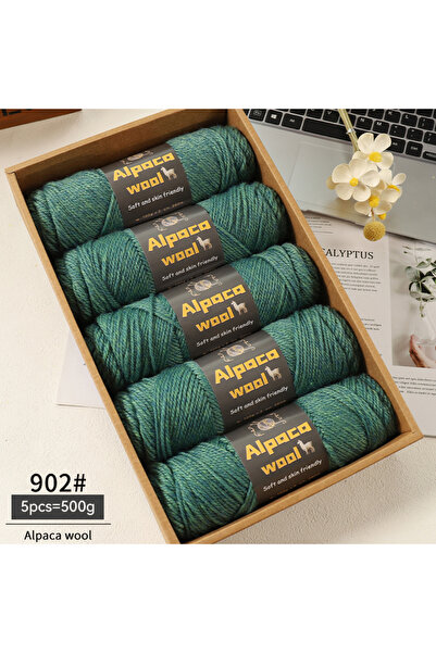 Choice 902 خيط حياكة سميك من صوف الألبكة 500 جرام من زهرة خضراء 245 متعدد الألوان مناسب للخريف والشتاء