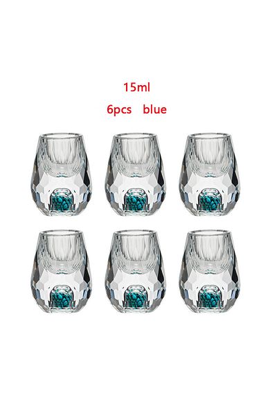 Choice blue 6pcs 15ml Liquor Crystal Glasses Set Vodka Shot Glass Wine Glasses Whiskey Spirits Sake Soju Br