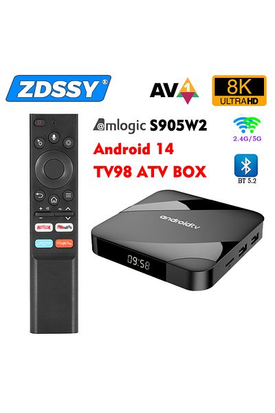 ZDSSY صندوق تلفاز ذكي TV98 ATV Ultra HD 8K بمقبس أوروبي 4G 64G يعمل بنظام Android 11 إلى 14 S905W2 2GB16GB 4GB 32GB/64GB ثنائي