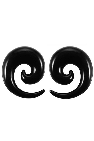 Choice 10mm Black-1 1Pair Black Triangle Acrylic Spiral Ear Stretching Taper Piercing Round Ear Expander Pl
