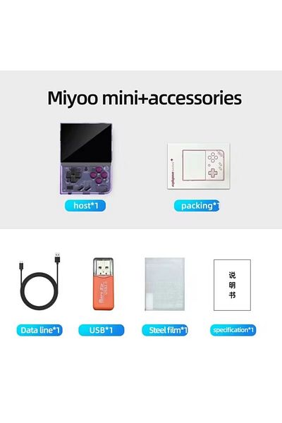 MIYOO 64GB Miyoo Purple MIYOO Mini Plus Portable Retro Handheld Game Console V2 Mini+ 3.5Inch IPS Screen b