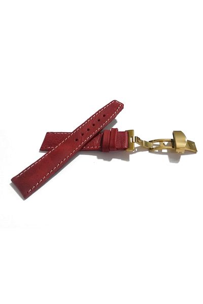 FADO Butterfly Buckle Suitable for Every Watch 20 mm Genuine Leather (246) Yellow Buckle Red
