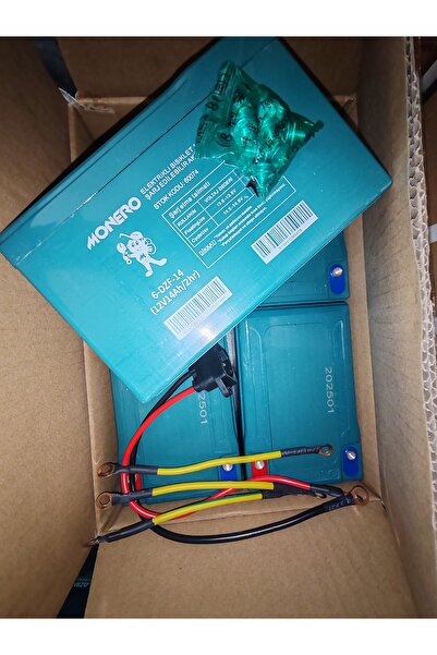 Arzu / Monero vsm akü seti kablolar dahil 12 volt 14 ah akü 4 adet 2025 yeni ...