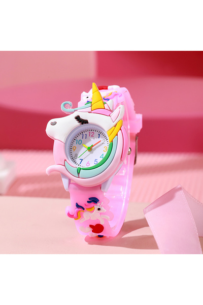 Choice ساعة يد جميلة ملونة من السيليكون الوردي للأولاد والبنات