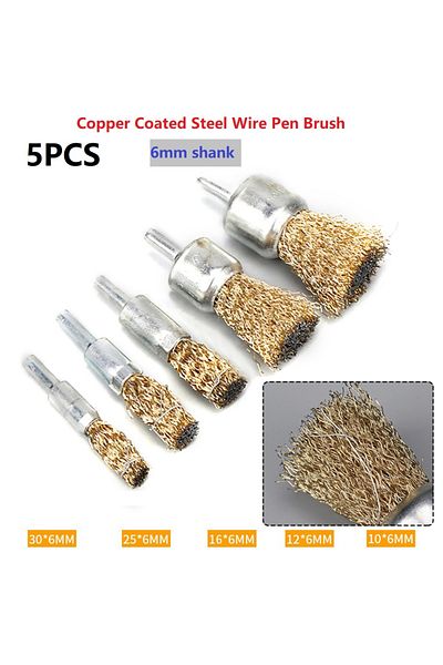 Choice Heavy Duty 6mm Shank Copper Plating Stainless Steel Wire Wheel Brushes Suitable For Aviation And ...